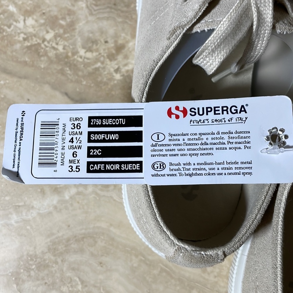 Superga Sz 6 Cafe Noir Suede Sneakers - Picture 5 of 5